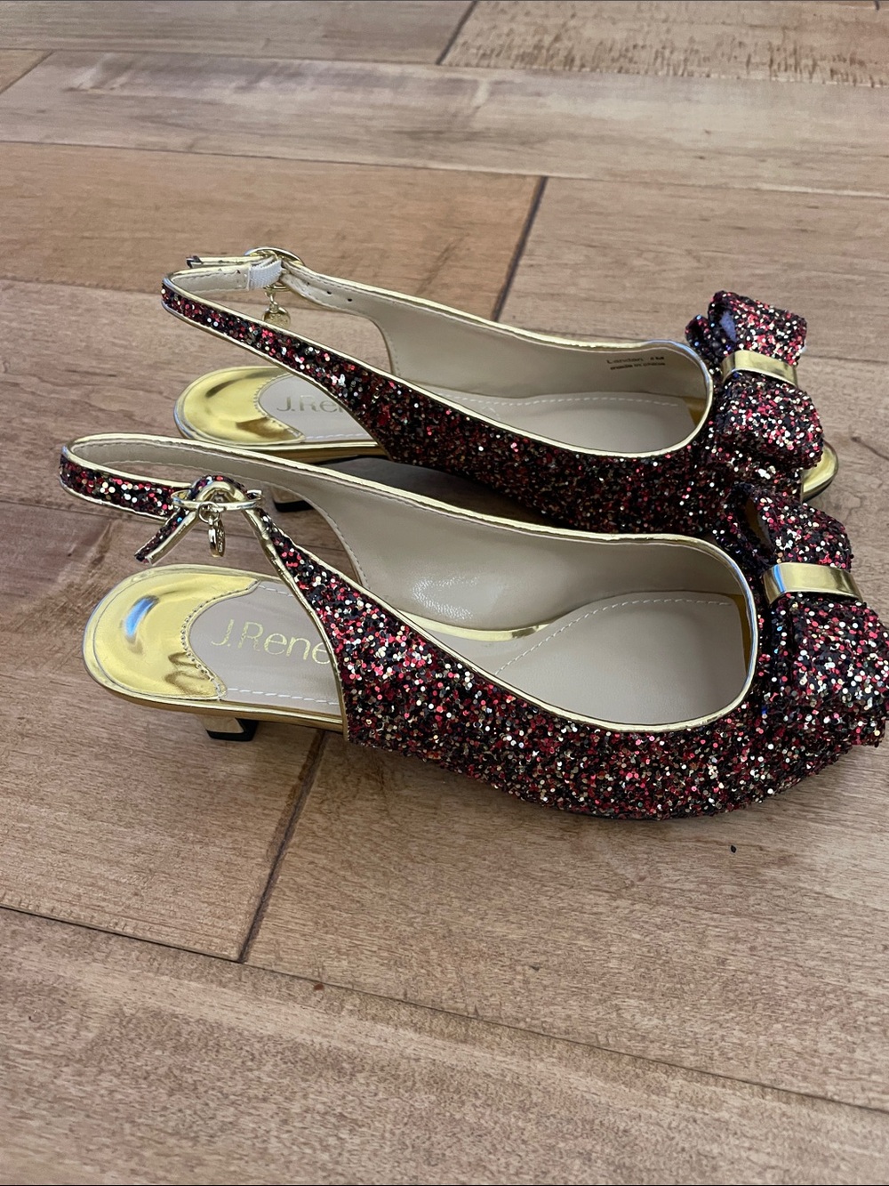 J. Renee Glitter Slingback Peep-Toe Heels